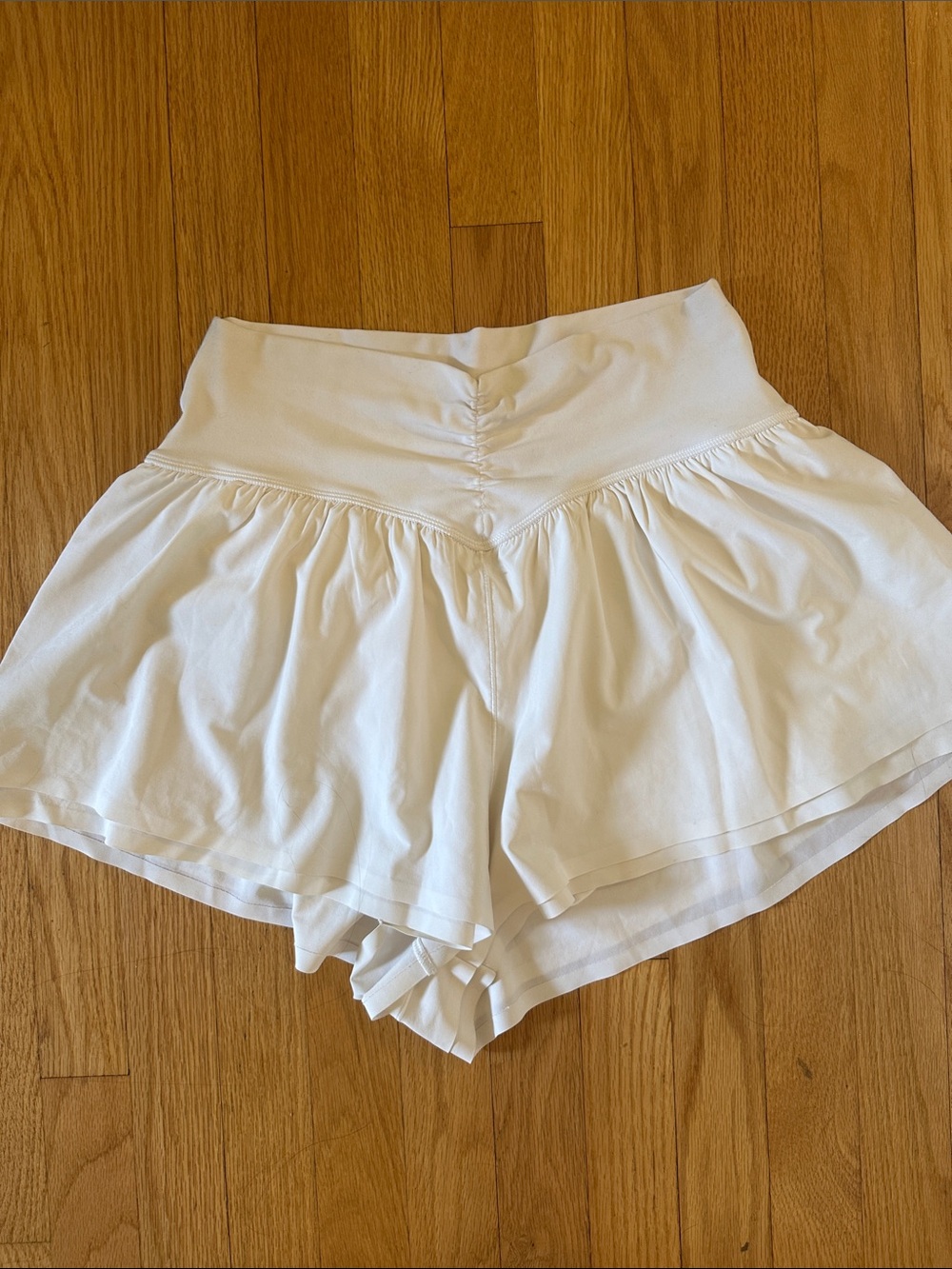 American Eagle Outfitters White Flared High-Rise Athletic Shorts